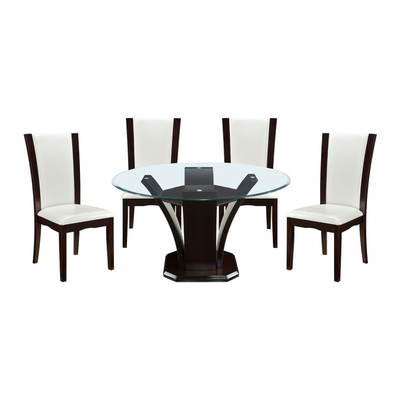 Home Elegance Daisy Espresso White 48 Inch 5pc Dining Room Set