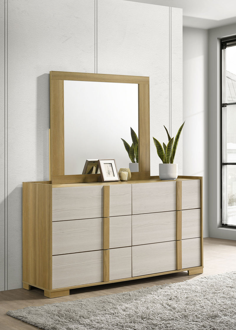 Coaster Furniture Hyland Natural Brown White Dresser with Mirror