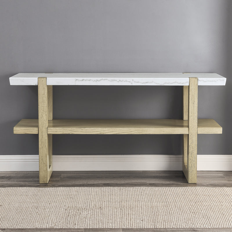 Steve Silver Perth White Marble Sofa Table