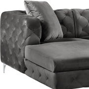 Meridian Furniture Gail Grey Velvet 3pc Sectional