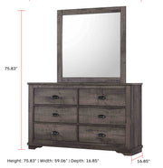 Crown Mark Coralee Grey Dresser and Mirror