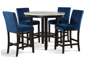 New Classic Furniture Celeste Black Blue 5pc Round Counter Height Set