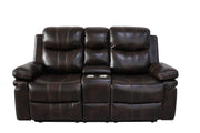 New Classic Furniture Kellen Brown Console Loveseat with Dual Recliners