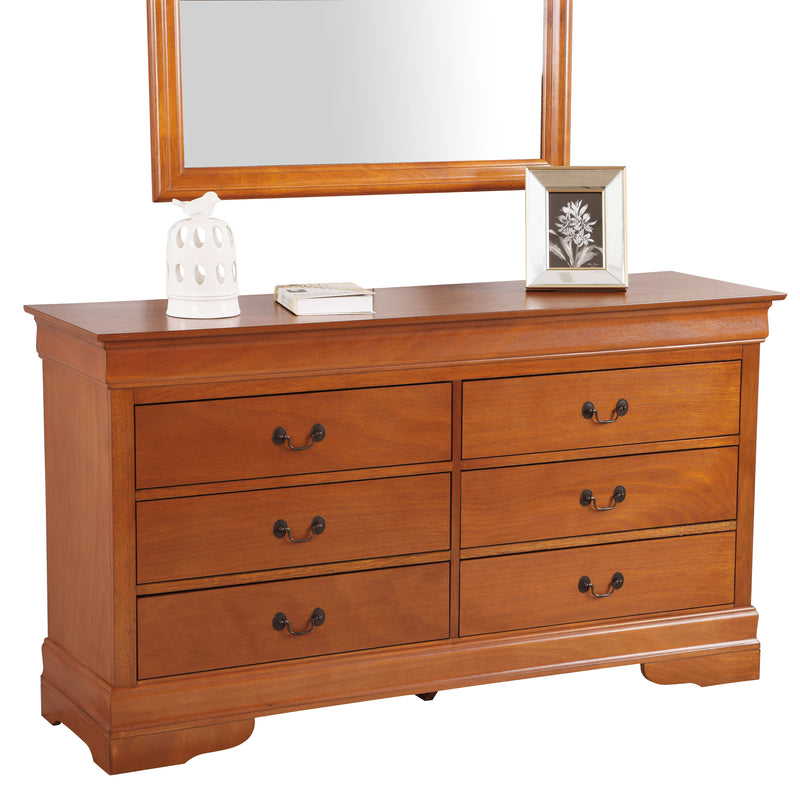 Glory Furniture Louis Phillipe Traditional Cappuccino Dresser and Mirror