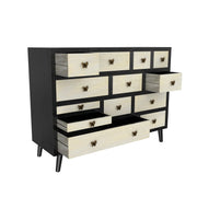 Steve Silver Papillon Ivory Ebony 13 Drawers Sideboard