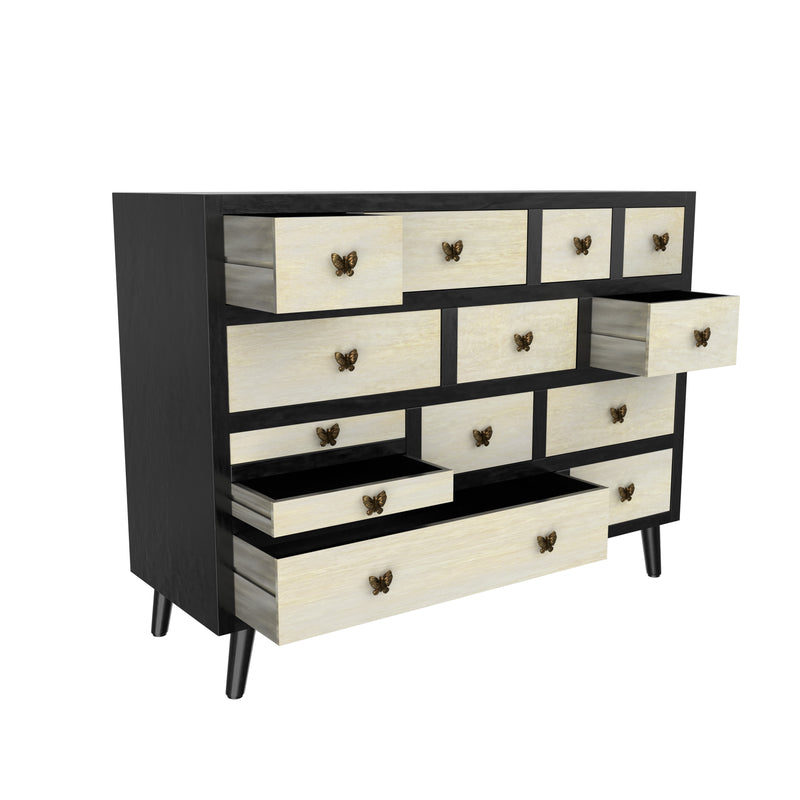 Steve Silver Papillon Ivory Ebony 13 Drawers Sideboard