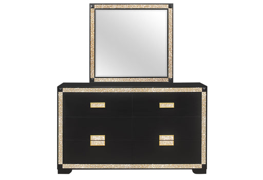 Global Furniture Blake Black Gold Dresser And Mirror