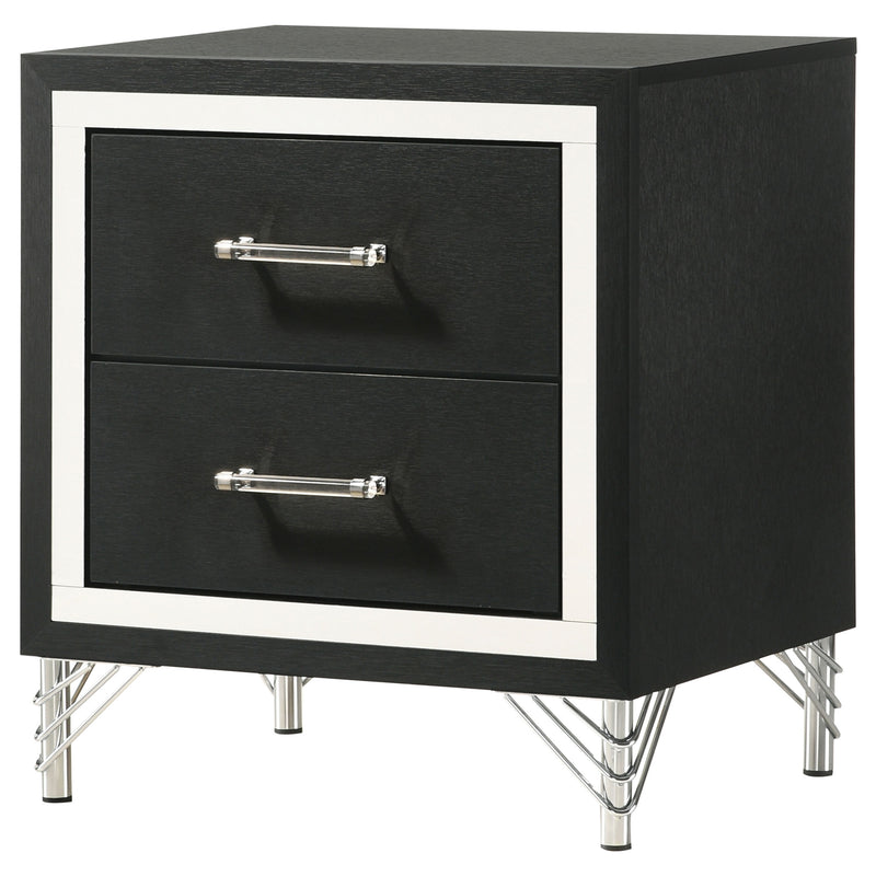 Coaster Furniture Lucia Black 2 Drawer Nightstand