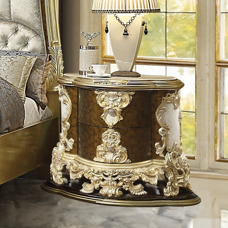 Acme Furniture Desiderius Antique Gold Brown Nightstand