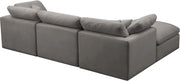 Meridian Furniture Plush Cream Velvet Modular 4pc Sectional with Ottoman