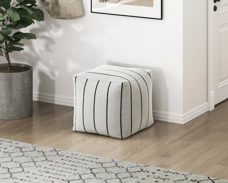 Home Elegance Easley White Black Pouf
