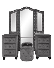 Galaxy Home Sophia Gray Upholstery Vanity Set