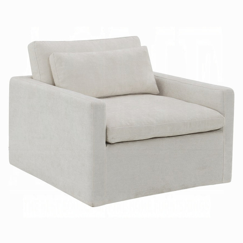 Acme Furniture Frederick Ivory Swivel Chair with Pillow