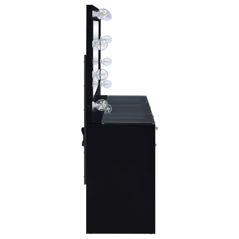 Coaster Furniture Acena Black High Gloss Vanity Set with Lighting