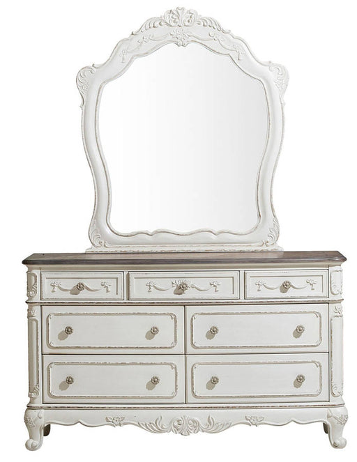 Home Elegance Cinderella Gray White Dresser and Mirror