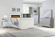 Galaxy Home Lavish Beige 5pc Queen Bedroom Set With Fireplace