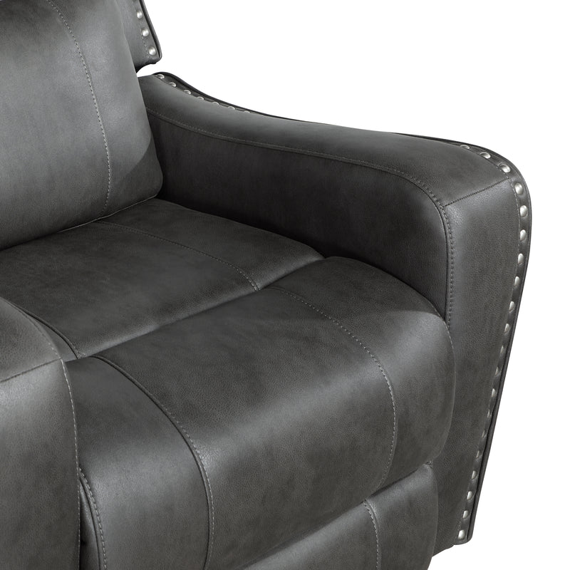 Home Elegance Kellen Dark Gray Double Reclining Love Seat with Console