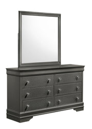 Galaxy Home Blaze Gray 6 Drawer Dresser and Mirror