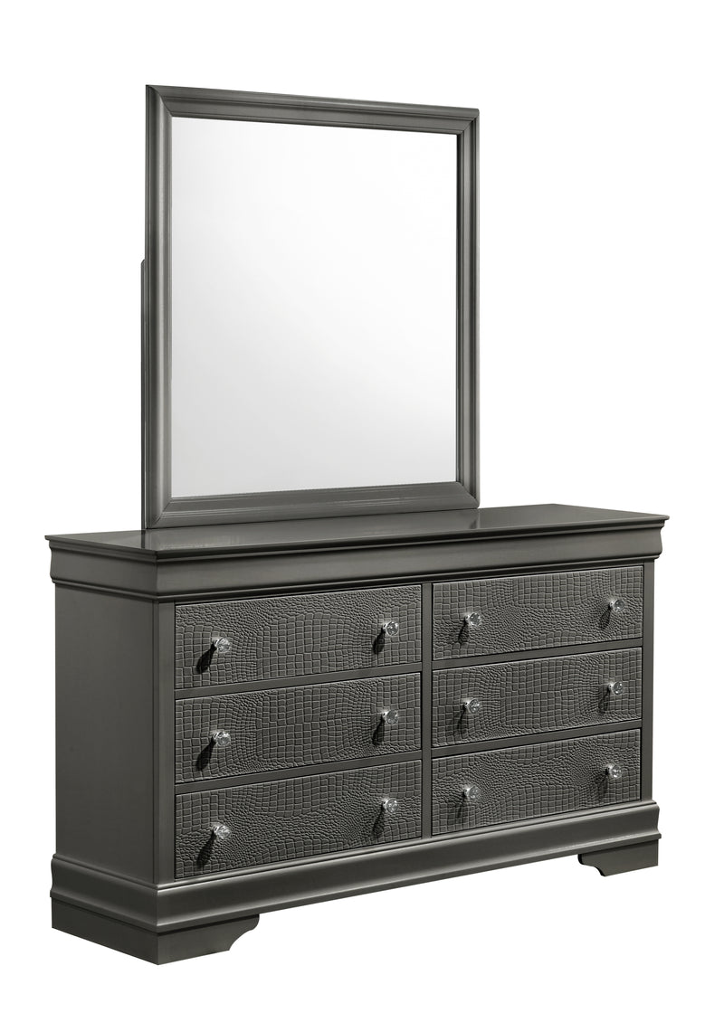 Galaxy Home Blaze Gray 6 Drawer Dresser and Mirror