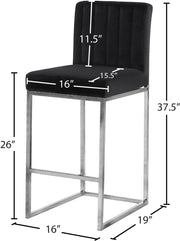 Meridian Furniture Giselle Black Velvet Chrome Counter Height Stool