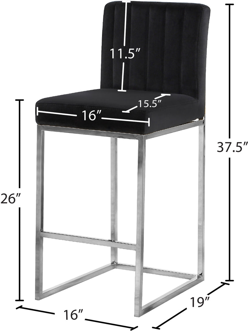 Meridian Furniture Giselle Black Velvet Chrome Counter Height Stool