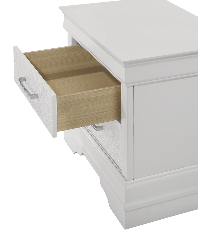 Crown Mark Amalia Champagne Silver Night Stand