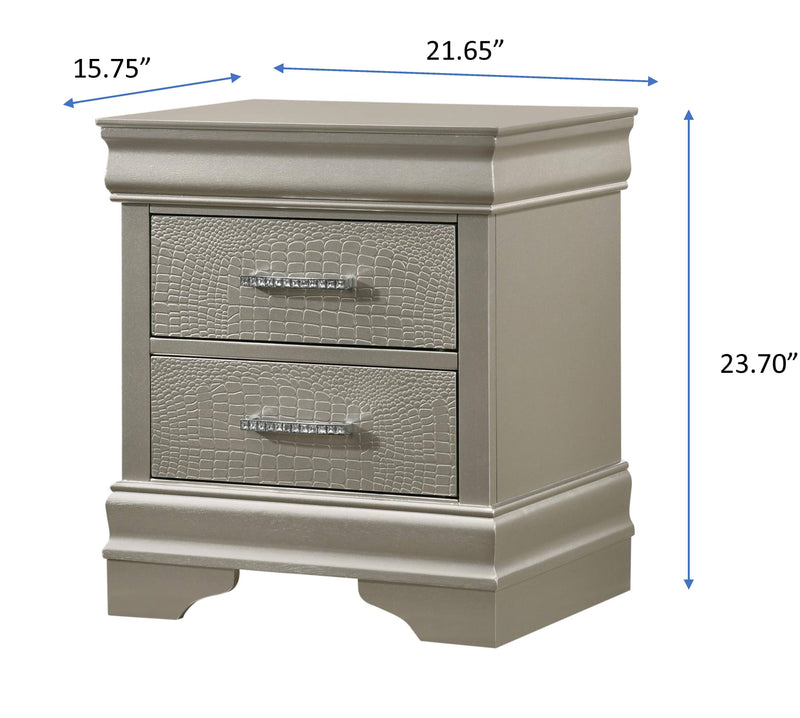 Crown Mark Amalia Champagne Silver Night Stand