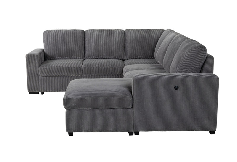 Global Furniture U2660 Grey Sectional with Pull Out