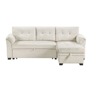 Home Elegance Elara Beige 2pc Reversible Sectional with Hidden Storage and Pull Out Bed