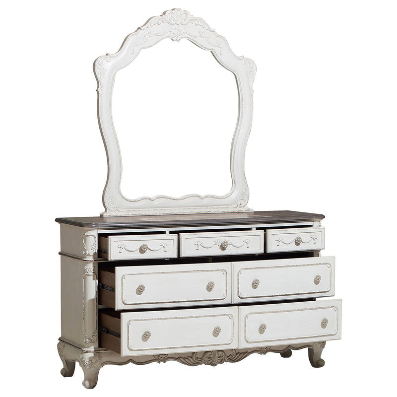 Home Elegance Cinderella Gray White Dresser and Mirror