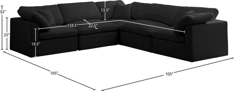Meridian Furniture Plush Cream Modular 5pc Sectional