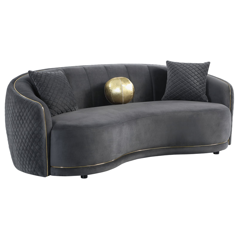 Coaster Furniture Brookside Dark Grey Velvet Curved Sofa