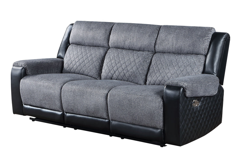 Global Furniture U5914 Black Grey Reclining Sofa