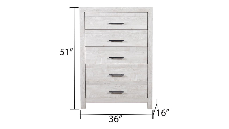 Galaxy Home Denver White 5 Drawer Chest