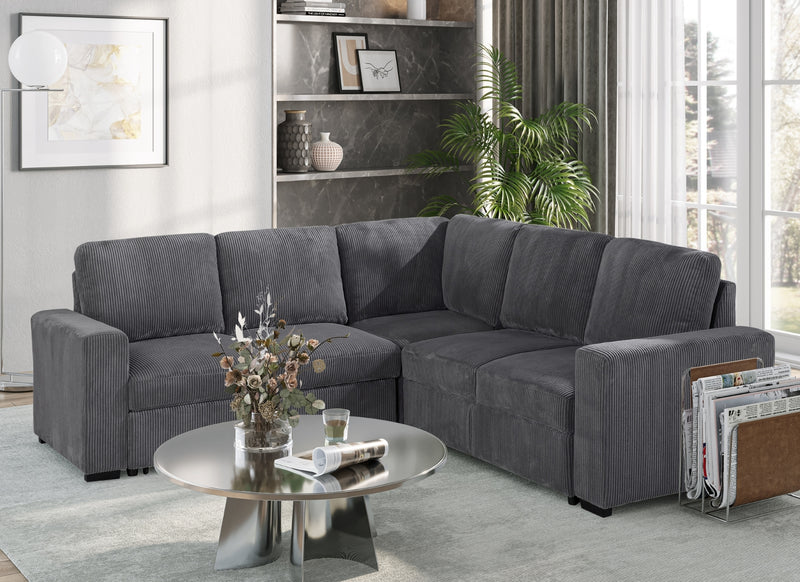 Global Furniture U2660 Grey Sectional without Chaise and Pullout