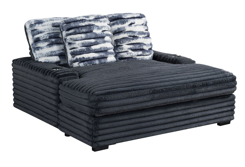 Global Furniture U8291 Grey Lounger Sofa with USB