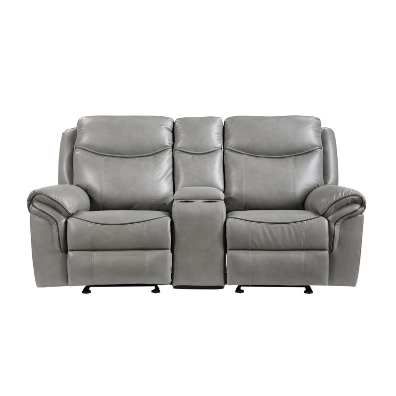 Home Elegance Aram Gray Reclining 3pc Living Room Set with USB Ports