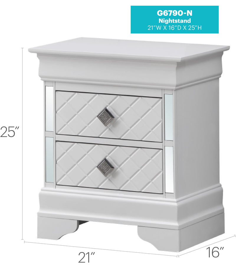 Glory Furniture Verona Sleek Silver Champagne Nightstand