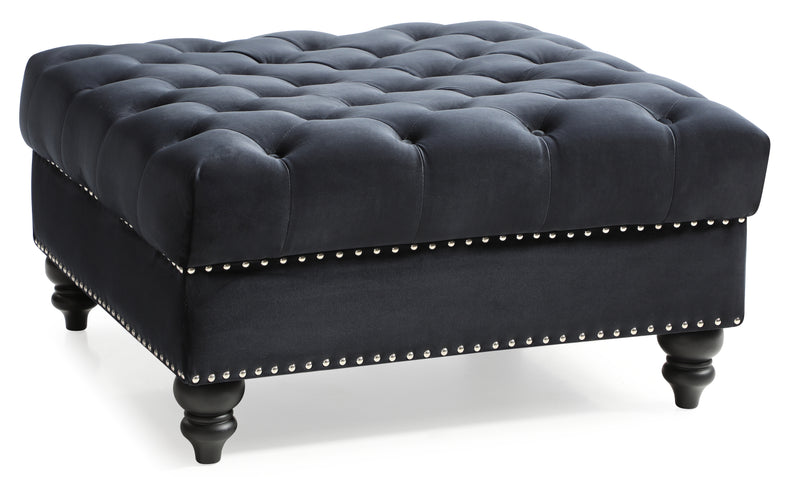 Glory Furniture Nola Navy Blue Velvet Reversible Sectional With Ottoman