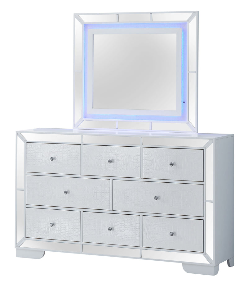 Glory Furniture Hollywood Hills Silver Champagne Dresser And Mirror