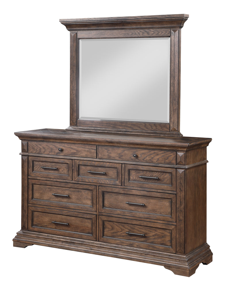 New Classic Furniture Mar Vista Walnut Dresser and Mirror