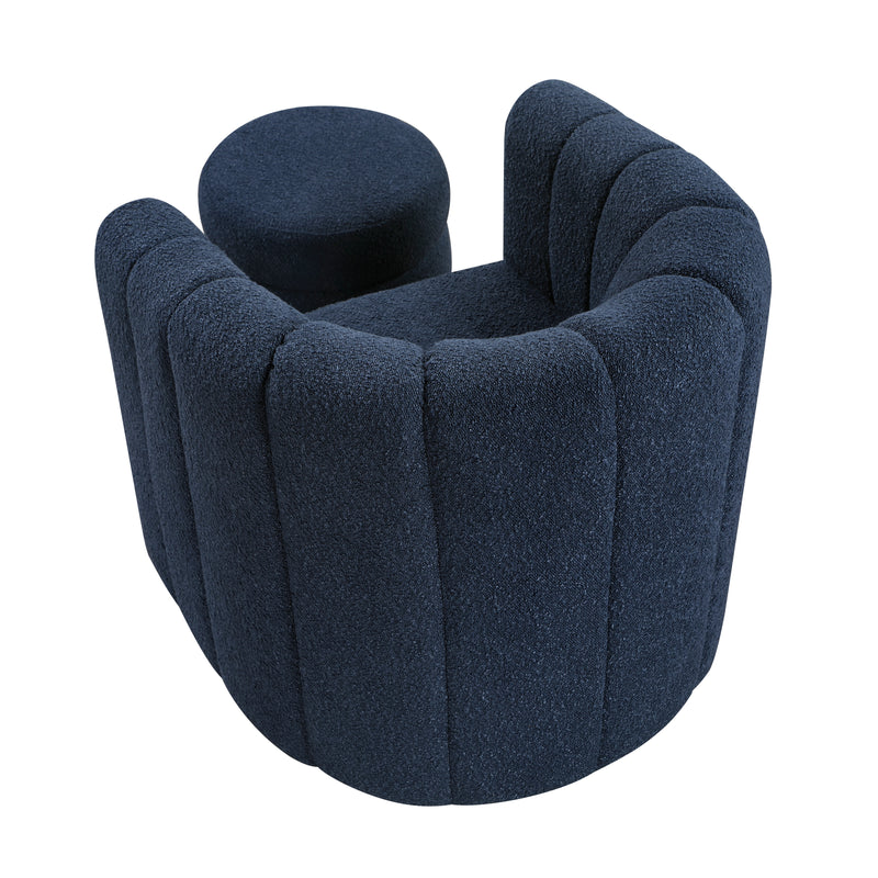 Home Elegance Delaney Blue Swivel Chair with Ottoman