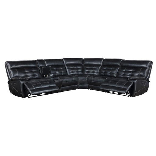 Coaster Furniture Hewitt Black Leather Power Reclining Sectional