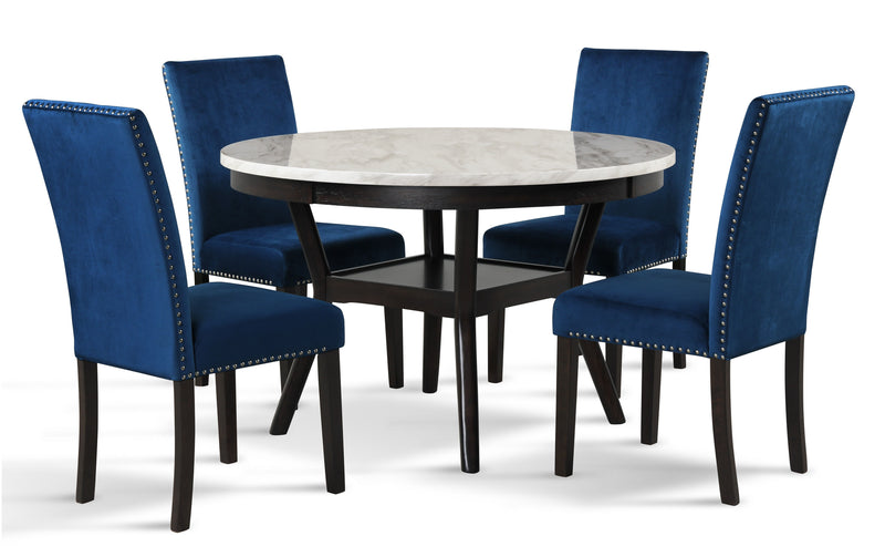 New Classic Furniture Celeste Black Gray 5pc Round Dining Room Set