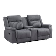 Home Elegance Dean Beige Double Reclining Love Seat with Console