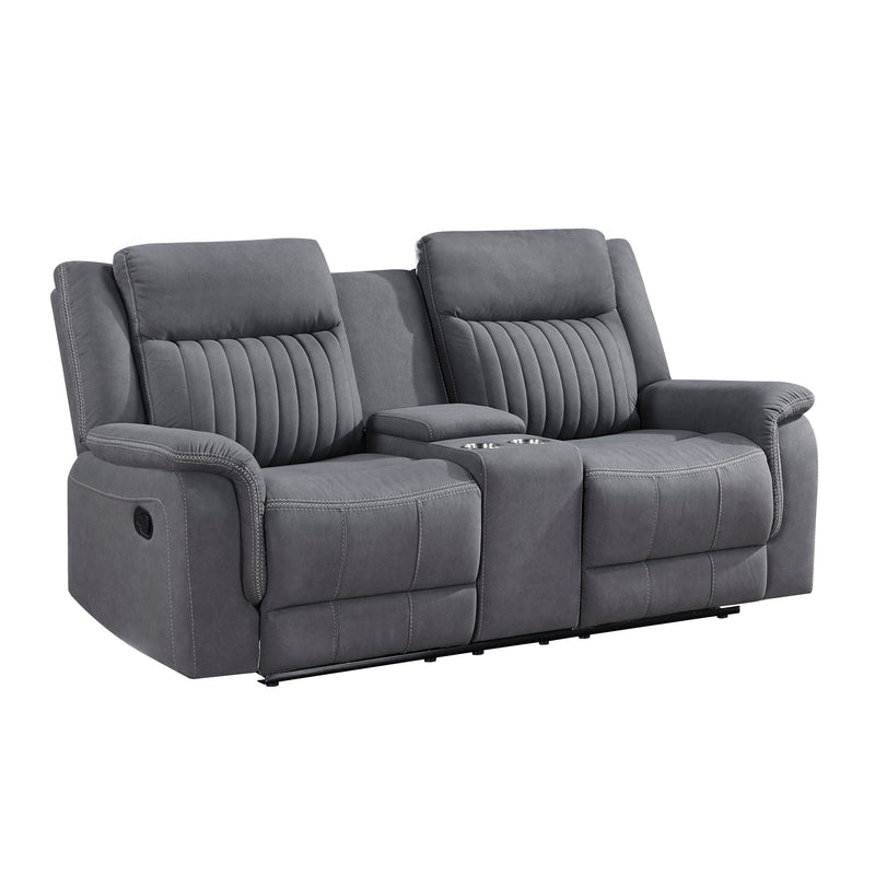 Home Elegance Dean Beige Double Reclining Love Seat with Console