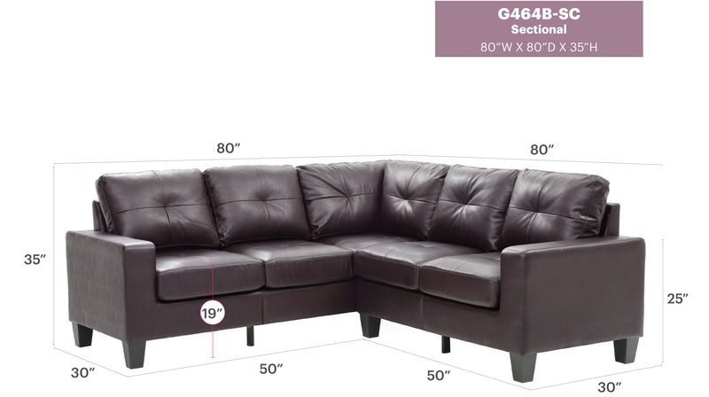 Glory Furniture Newbury Dark Brown Faux Leather Sectional