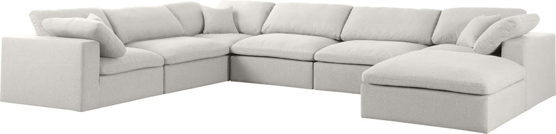 Meridian Furniture Serene Grey Fabric Modular 7pc Sectional with Ottoman