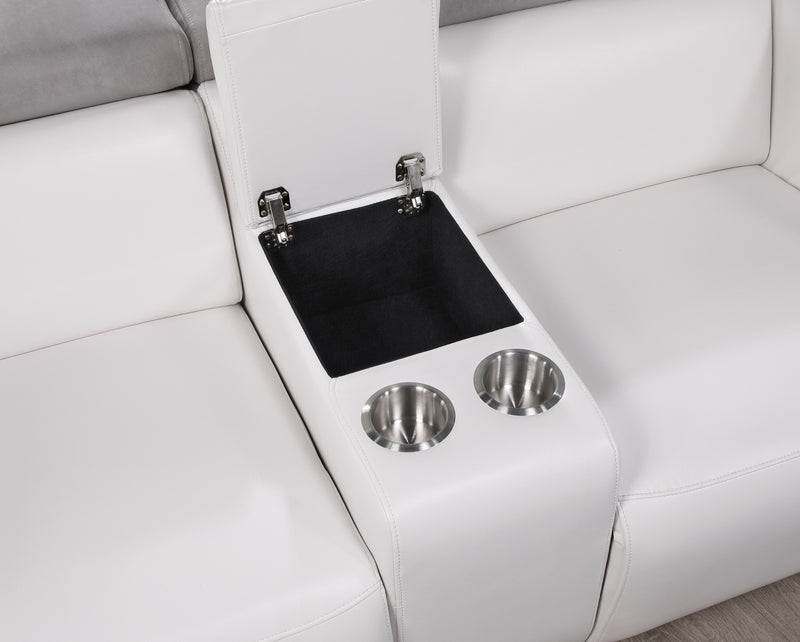 Global Furniture U8520 Grey White Power Console Reclining Loveseat