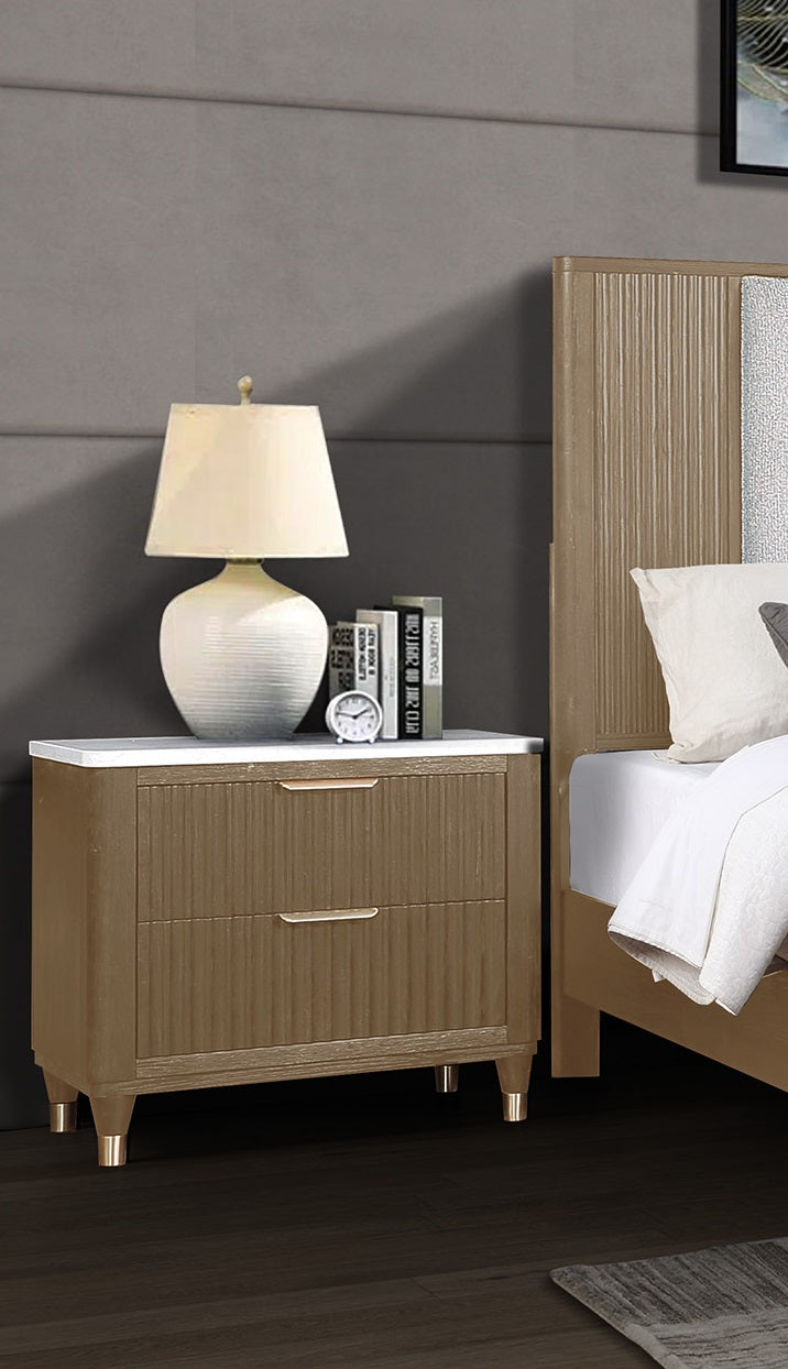 Crown Mark Kara Cerused Natural Night Stand